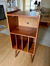 Wooden LP Record Player Stand Holds 100 Albums 3-Tier 15.3"D x 17.2"W x 36.1"H