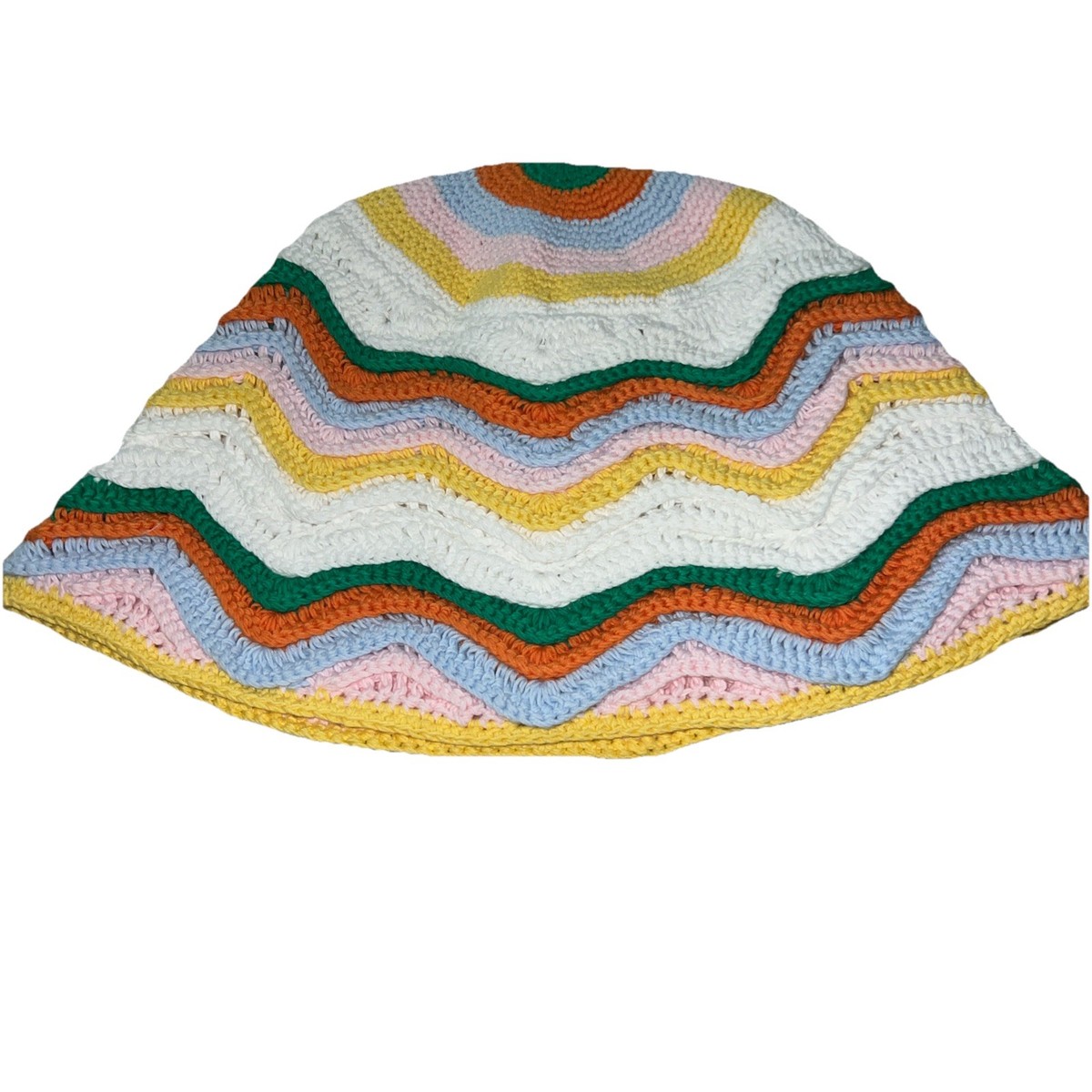 Casablanca Paris Crochet Bucket Hat Multicolor Wavy Knit NEW With