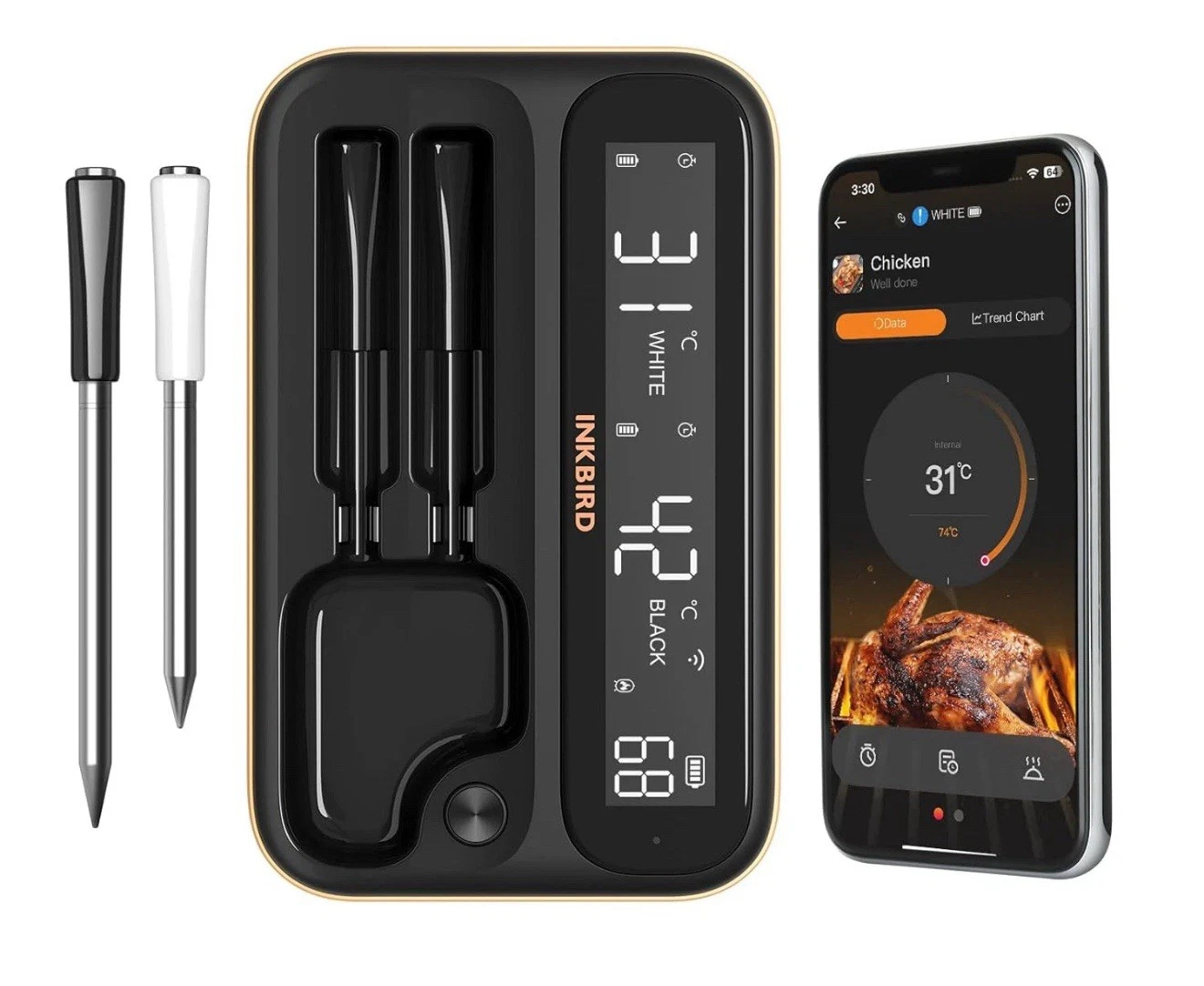 INKBIRD Wireless Meat Thermometer WiFi 5GHz & Bluetooth, Dual Probes, INT-12-BW
Opens in a new windo