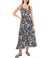 Vince Camuto Square-Neck Maxi Dress M Rich Black Floral NWT $69