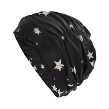 Breathable Stars Pattern Swimming Cap Black White 1 Pc
