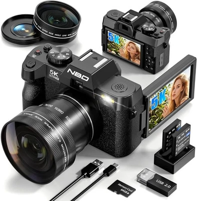 NBD Digital Cameras 5K 48MP Autofocus Vlogging Camera for YouTube with 32GB TF - Image 1 of 4