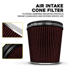 RED 6" High Flow Inlet Dry Air Filter Cold Air Intake Cone Replacement 152mm New