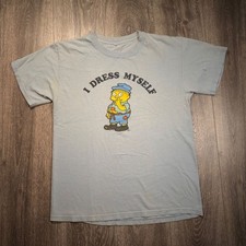 Vintage Y2K Simpsons Ralph Wiggum I Dress Myself Graphic T-Shirt Large