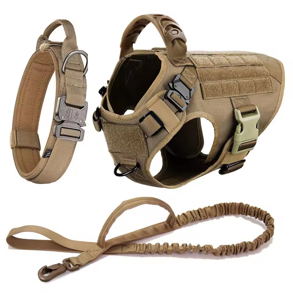 Tactical Dog Harness Medium Large Dog Vest with Dog Leash and Dog Collar