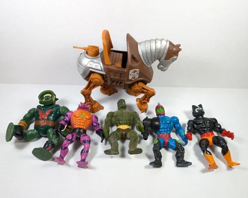 Vintage He-Man MOTU Stridor Vehicle & 5 Figures Stinkor Leech Trap Jaw 80s