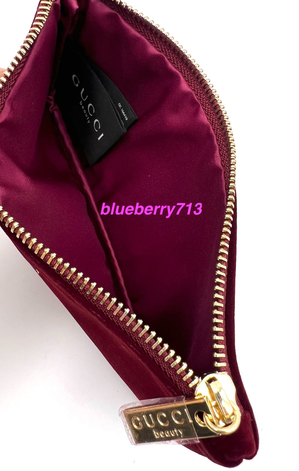 New! Gucci Beauty  Makeup Bag Pouch Clutch  with zipper ~ Burgundy thumbnail 3