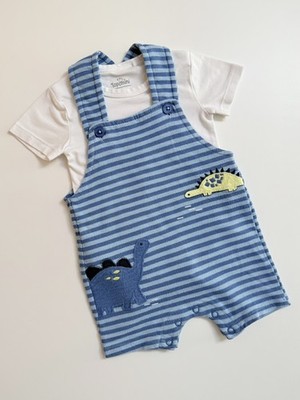 Topomini kurze Dino Latzhose Gr. 68 Sommer Body & Strampler Set Baby Kurzarmbody