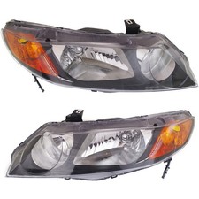 Driver And Passenger Side Headlight For Honda Civic 2006-2008 Sedan Halogen