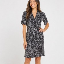 Karen Kane NWT Cascade Wrap Dress Size XL Black White Floral Stretch Jersey