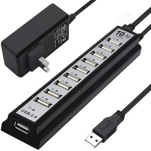 Alimenté USB Hub 2.0, 10-Port USB Hub USB Extendeur Splitter avec Individual LED...