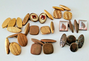 Authentic Vintage Cufflinks 8 pairs 1920s 30s 40s all good to wear gold plated etc costume