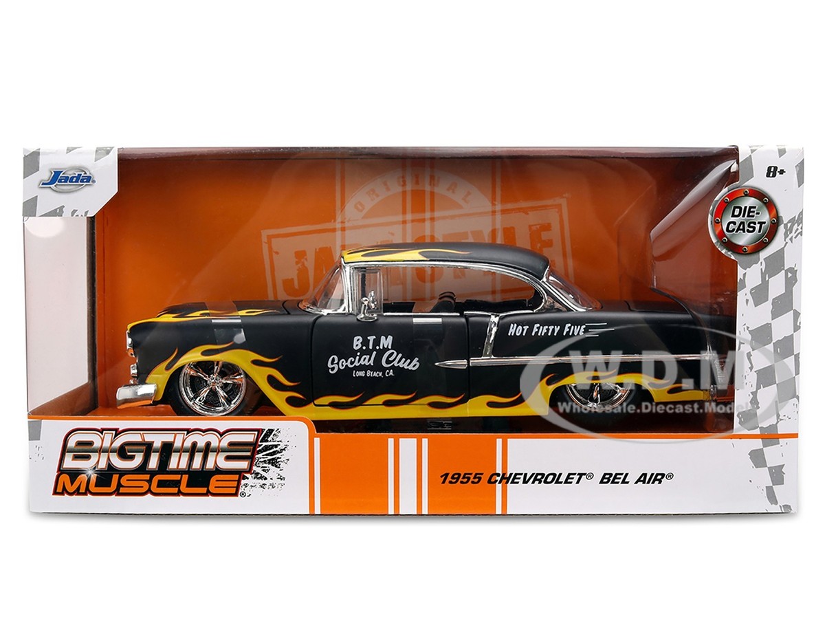 jada toys 1955 Chevrolet Bel Air フレイムス 1955 CHEVROLET BEL AIR MATT BLACK W/FLAMES 1/24 DIECAST MODEL CAR