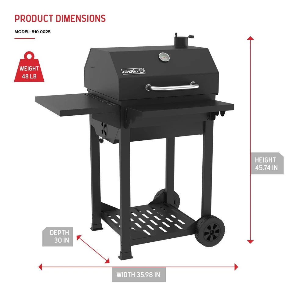 Parrilla de carbón negra Nexgrill de 22 pulgadas 550 cuadrados en área de cocción ventilación ajustable... Foto 3 de 4