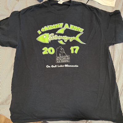 Brainerd Ice Fishing Extravaganza  17 Gull Lake MN Caught  Fish T Shirt Black XL
