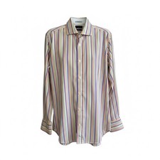 Tailorbyrd Men's Shirt Colorful Striped Spread Collar Long Sleeve Casual Size M