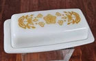 Vintage Pyrex Butterfly Gold Butter Dish Milk Glass 72-B Ovenware USA B5
