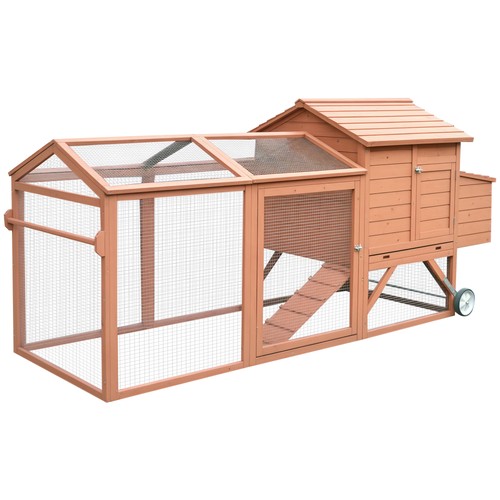 Fir Wood Hen House Outdoor Chicken Run Ramp Lockable Doors Nesting Perch