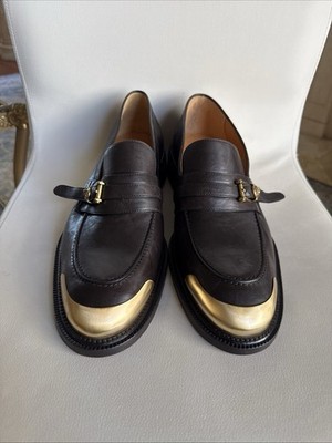 Versace Men's Gold Toe Cap and Buckle Loafers (Size US 13 / EU 46)