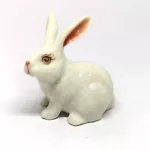 Porcelain White Rabbit Bunny Figurine Hand Painted Ceramic Miniature Collectible