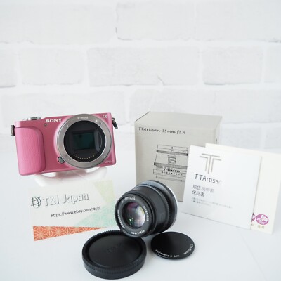(Top Neuwertig) Sony Alpha NEX-3N Pink 16.1 MP mit TTArtisan 35mm f1.4 Objekt...