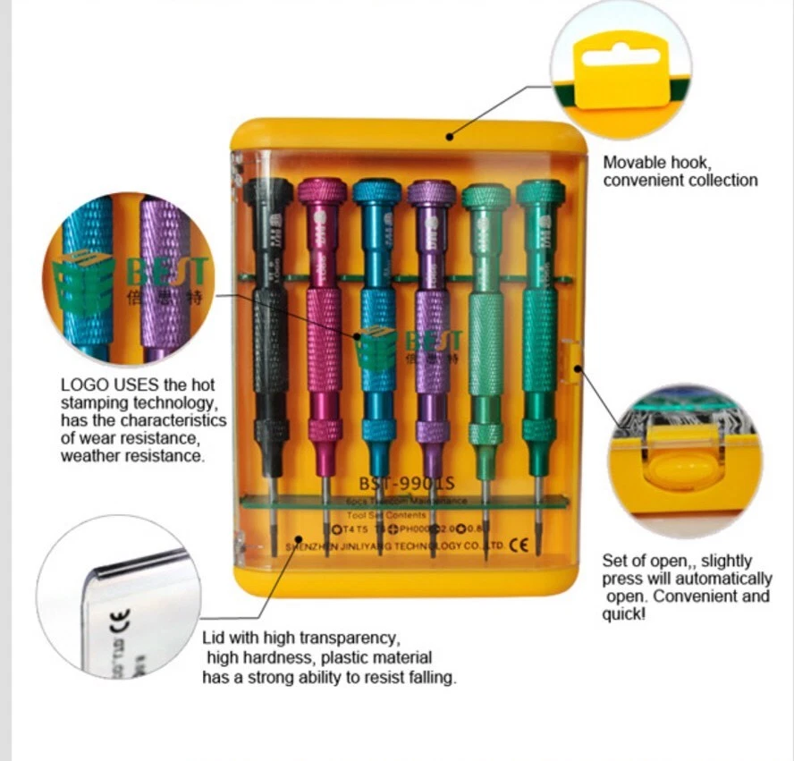 Juego de herramientas de reparación de destornilladores magnéticos BST 9901S iPhone 6 5S 4 Samsung EE. UU. Foto 3 de 4