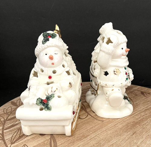 Holiday Home Accents Snow Kids Tealight Candle Holders Set w/Box - Picture 3 of 15
