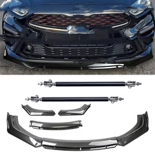Carbon Fiber Black Front Bumper Lip Chin Body Kit Spoiler For Kia Rio
