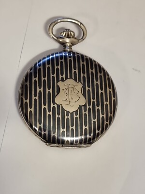 Tula/Niello Silbe Herrenr Savonnette Taschenuhr um 1910 RAR!