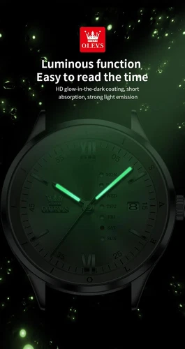 Wasserdichte leuchtende Uhr Quarz OLEVS Herren Business Luxus Datumsarmband Herren - Bild 15 von 21