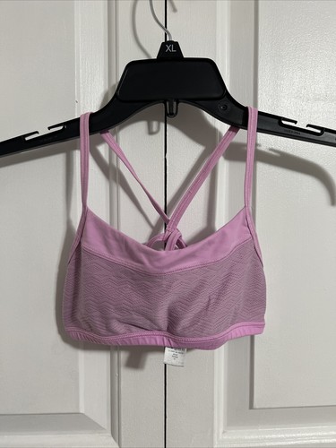 IVIVVA by Lululemon Sports Bra Sz 8 Girls Pink Cross back No Pads - Picture 2 of 7
