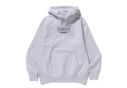 Wasted Youth x G-SHOCK Collaboration Printed Hoodie Tulip Gray pullover New - Picture 1 of 10