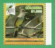 Colombia 2018 MNH Apical Flycatcher Risaralda Bird Festival stamp