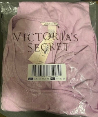 VICTORIA'S SECRET RIBBED MODAL LONG SLEEVE SLIP DRESS RARE VIOLET SUGAR  SIZE XS