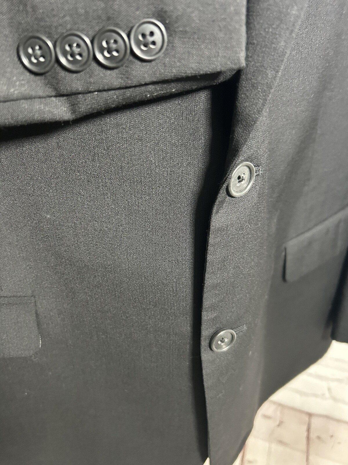 Pronto Uomo Solid Black Wool Blend Two Button Bla… - image 7