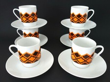 Melitta Hamburg Form 20 Türme braun orange  - 6x Kaffeetasse mit  Untertasse