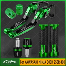 Handle Grips Cap Brake Clutch Levers Set CNC For KAWASAKI NINJA 300R 250R 400