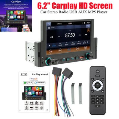 6.2'' Carplay HD Screen 1 Din Car Stereo Radio Video USB AUX  MP5 Player Dash Kit