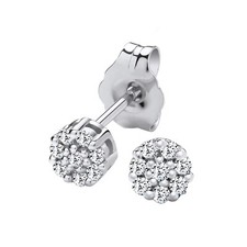9ct White Gold 0.10ct Diamond Cluster Stud Earrings