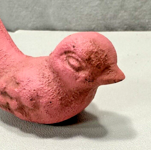 Paar rosa Gusseisen kleine Vogel Figuren 1 cm groß im Drahtnest Vintage - Bild 15 von 15