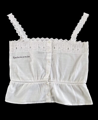 Ragdoll LA Love Me Sleeveless Embroidered Eyelet Lace Tank Top White Medium NWOT