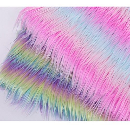 Rainbow Long Fabric Faux Fur Soft Plush Patchwork Clothing Sewing DIY Home Decor - Picture 2 of 10