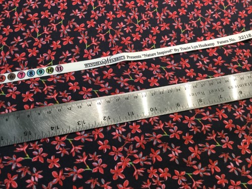Quilting Material Fabric 2.75 Black Red Floral Sewing Face Mask Windham T2