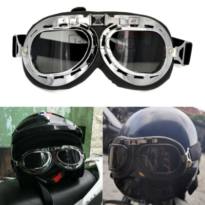 Vintage Retro Motorcycle Goggles Flying Motorbike Eyewear Glasses Helmet  Riding