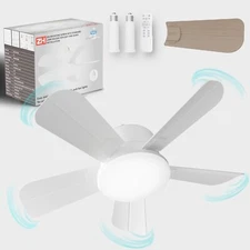 19 Inch Ceiling Fans with Lights and remote, 6-Speeds, E26/E27 Base