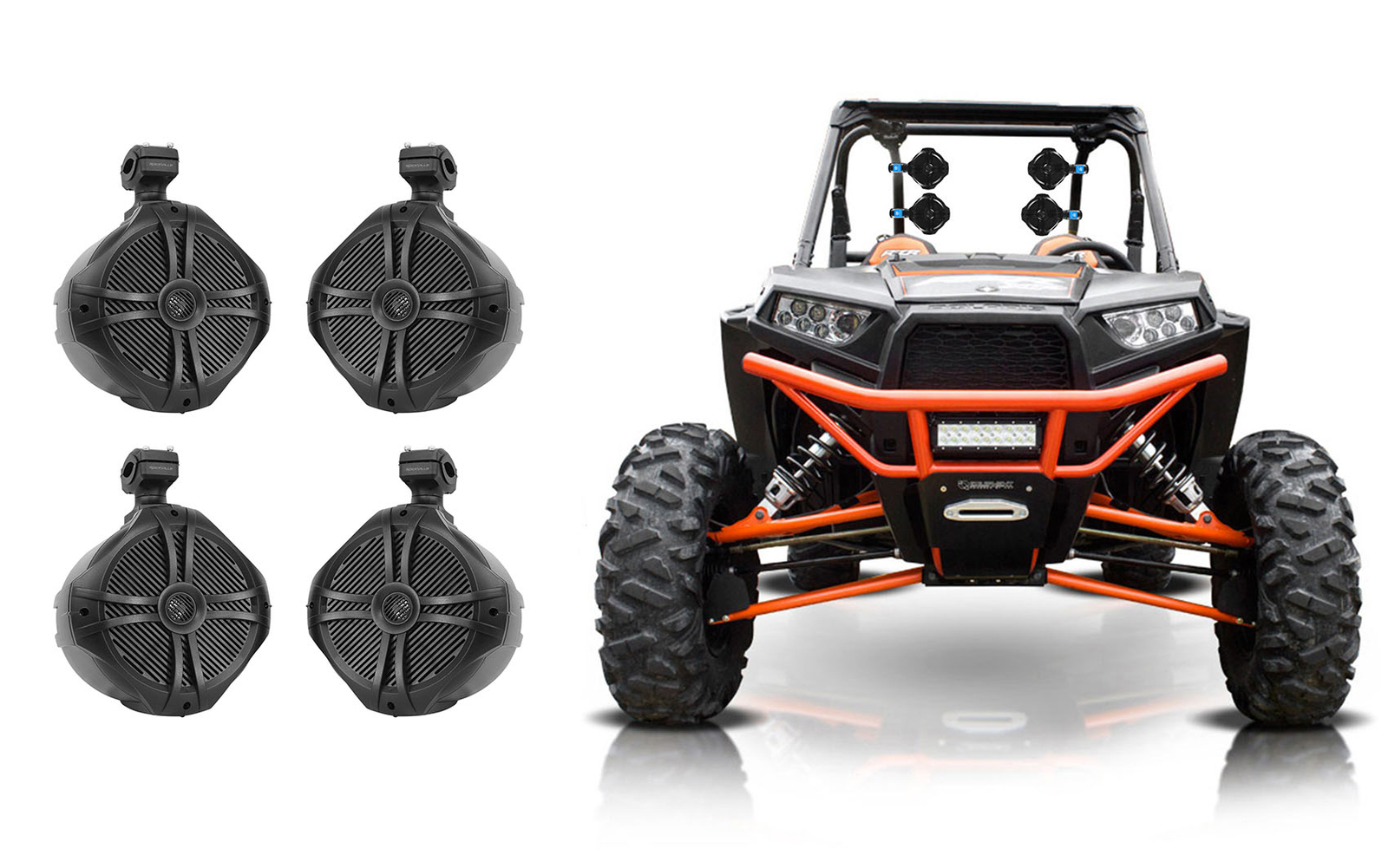 4 Колонки Rockville 8 Black Marine Wakeboard Tower для Polaris RZRATVUTV