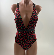 Victoria's Secret One Piece Rhinestone Strap Crossback Swimsuit Black L NWT