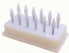 WHITE MOUNTED ARKANSAS STONES, FLAME (fl2) box of 12(ab400)