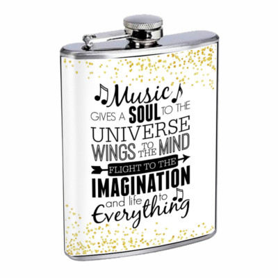 Music Soul Imagination Em1 Flask 8oz Stainless Steel Hip Drinking Whiskey