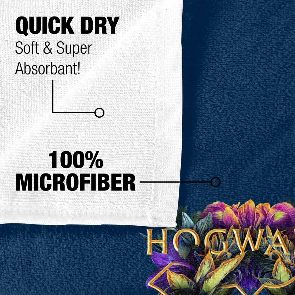 Harry Potter Hogwarts Multi-Colored Floral Crest Licensed Beach Towel 30"x60"